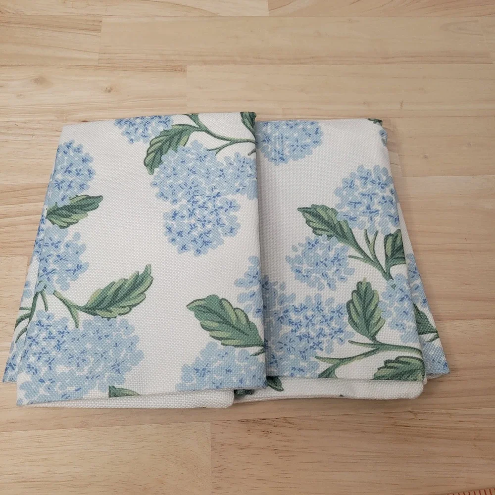 New Hydrangea Throw Pillow Covers Set of 2 16x16 Blue White Floral Zipper Decor
